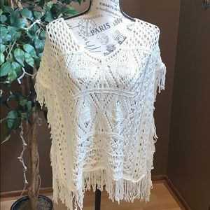White summer sweater poncho- like new!